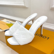 Louis Vuitton Revival High Heel Slide Sandals 9.5cm in Monogram Embossed Lambskin White 2022 