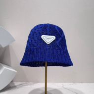 Prada Knit Bucket Hat Blue 2022 29