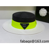 Bottega Veneta Straw Wide Brim Hat White/Black 2022 031114