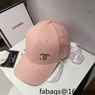 Chanel Sequins CC Canvas Baseball Hat Pink 2022 0401123
