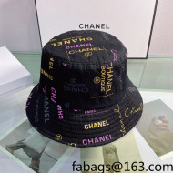 Chanel Logo Allover Bucket Hat Black 2022 040193