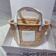 Loewe Small Straw and Leather Basket Bag Beige/White 2022 033101