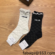 Celine Quilted Socks White/Black 2022 040146