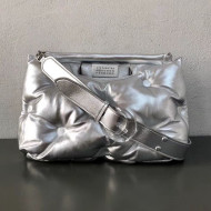 Maison Margiela Large Glam Slam Quilted Puffer Lambskin Clutch Shoulder Bag Silver 2019