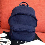 Chanel Fabric Fringe Backpack Navy Blue 2019