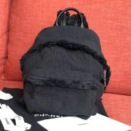 Chanel Fabric Fringe Backpack Black 2019