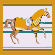 Hermes Silk Twill Horse Square Scarf 90x90 Beige 2020