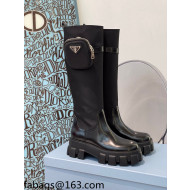 Prada Nylon and Leather High Boots with Pouch Black 2021 112394