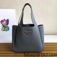 Prada Flou Leather Tote Bag 1BG335 Grey 2021 