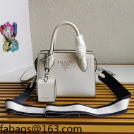 Prada Saffiano Leather Monochrome Top Handle Bag 1BA269 White 2022