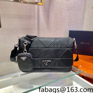 Prada System Nylon Patchwork Shoulder Bag 1BD291 Black 2022