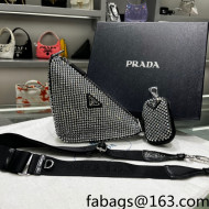 Prada Crystal Triangle Shoulder Bag 1BH190 Black/Silver 2022