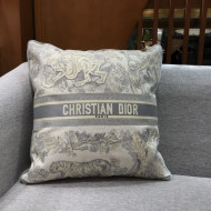 Dior Sqaure Cushion in Grey Toile de Jouy Embroidery 2021