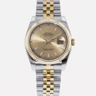 SUPER QUALITY – Rolex Datejust 116233 – Men: Dial Color – Champagne, Bracelet - Yellow Gold Plated, Stainless Steel, Case Size – 36mm, Max. Wrist Size - 7.75 inches