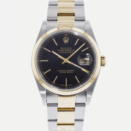 SUPER QUALITY – Rolex Datejust 16203 – Men: Dial Color – Black, Bracelet - Yellow Gold Plated, Stainless Steel, Case Size – 36mm, Max. Wrist Size - 7 inches