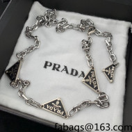 Prada Triangle Logo Chain Belt Black 2022 031166