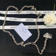 Prada Triangle Logo Chain Belt Silver/Black 2022 031167