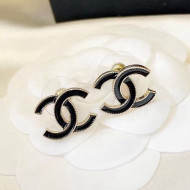 Chanel CC Stud Earrings Black 2022 040204