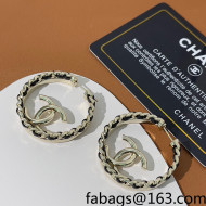Chanel Chain Leather Hoop Earrings 2022 040214