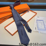 Hermes H Silk Tie Dark Blue/Pink 2022 031091