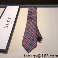 Gucci Embroidered G Silk Tie Red 2022 031085