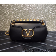 Valentino Stud Sign Nappa Leather Shoulder Bag Black 2021
