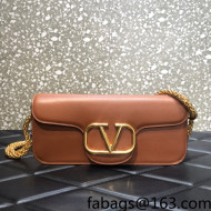 Valentino Locò VLogo Signature Calfskin Shoulder Bag 6030 Brown 2022