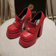 Versace Intrico High Heel Platform Loafers Pumps 15.5cm Red 2022 