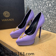 Versace Virtus Patent Leather Plarform Pumps 14.5cm Purple 2022 