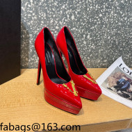 Versace Virtus Patent Leather Plarform Pumps 14.5cm Red 2022 