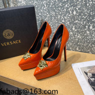 Versace La Medusa Patent Leather Plarform Pumps 14.5cm Orange 2022 