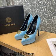 Versace La Medusa Patent Leather Plarform Pumps 14.5cm Blue 2022 