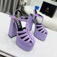 Versace Calfskin La Medusa Platform Sandals 15.5cm Purple 2022 