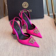 Versace Silk Slingback Pumps 11cm Hot Pink 2022 031932