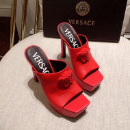 Versace Calfskin Platform Slide Sandals 14cm Red 2022 031944