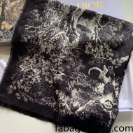 Dior Toile de Jouy Reverse Silk Square Scarf 90x90cm Black 2022 033027