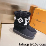 Louis Vuitton Snowdrop Shearling and Suede Flat Ankle Boots Black 2021 04