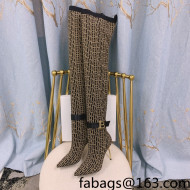 Balmain Knit B Buckle High Boots Beige/Black 2021 120418