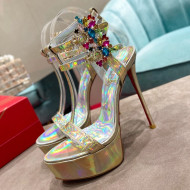 Christian Louboutin Maravilla Patent Leather High Heel Platform Sandals with Crystal Buckle 15cm Yellow 2022