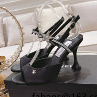 Chanel Silk Heel Sandals with Pearl and Star Charm 8cm Black 2022