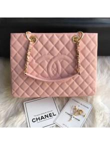 Chanel Grained Calfskin Grand Shopping Tote GST Bag Pink/Gold