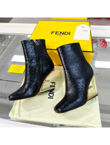 Fendi First Leather F Heel Ankle Boots 8cm Black 2021 111604