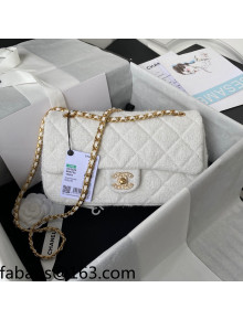 Chanel Sequins Tweed Medium Flap Bag AS2820 White 2021 