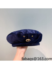 Dior Corduroy Beret Hat Blue 2021 122158