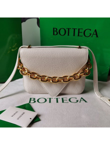 Bottega Veneta Mount Grained Calfskin Small Chain Envelope Bag White 2021