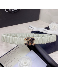 Chanel Pleated Lambskin Belt 3cm with CC Buckle AA7696 White 03 2021