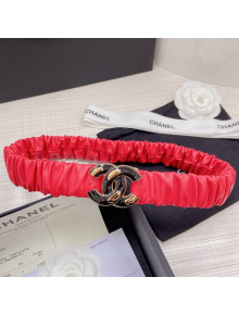 Chanel Pleated Lambskin Belt 3cm with CC Buckle AA7696 Red 2021