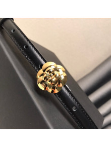 Chanel Calfskin Belt 1.5cm with Camellia Bloom Buckle Black/Gold 2021