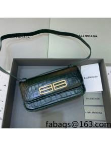 Balenciaga Gossip Small Bag in Forest Green Extra Supple Crocodile Embossed Calfskin 2021