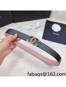 Chanel Calfskin Belt 3cm with Pearl Chain CC Buckle Black/Pink 2022 87